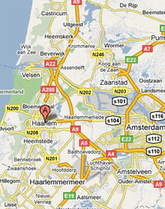 Kaartje van Haarlem en omgeving